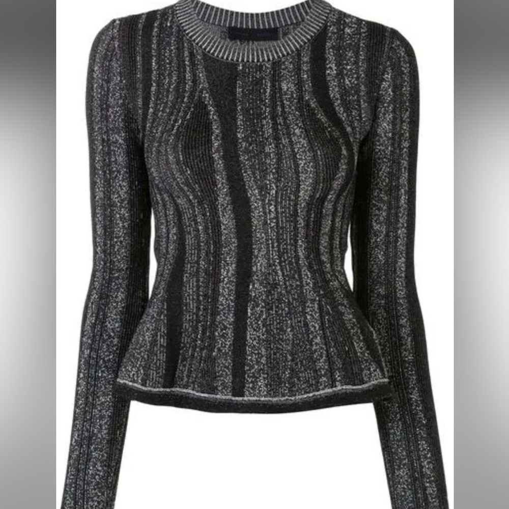 Proenza Scouler Ottoman Metallic Peplum Knit Top Sz S